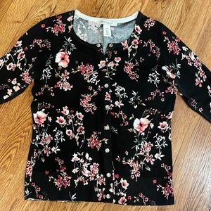 White House Black Market Floral Cardigan